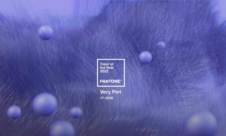 Pantone Farbe des Jahres 2022 Very Peri - ein bläulicher Lavendelton mit einem Hauch rot-violett.