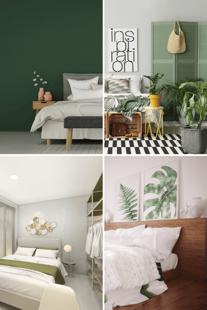 Was passt zu Braun und Grün? 5 Was passt zu Braun und Grün im Schlafzimmer? Hier sieht man eine kleine Auswahl an möglichen Gestaltungsmöglichkeiten. Vom frischen und belebenden Hellgrün an der Wand, bis hin zum gemütlichen dunklen Holz - so entsteht eine erholsame Atmosphäre.