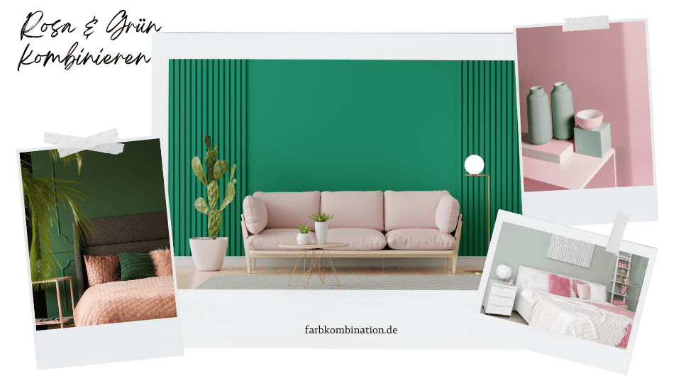 Rosa und Grün kombinieren 2 Eine kleine Collage über das Thema "Rosa und Grün kombinieren" mit einem Einblick in die Gestaltung für Schlaf-, Wohn und sogar Badezimmer.